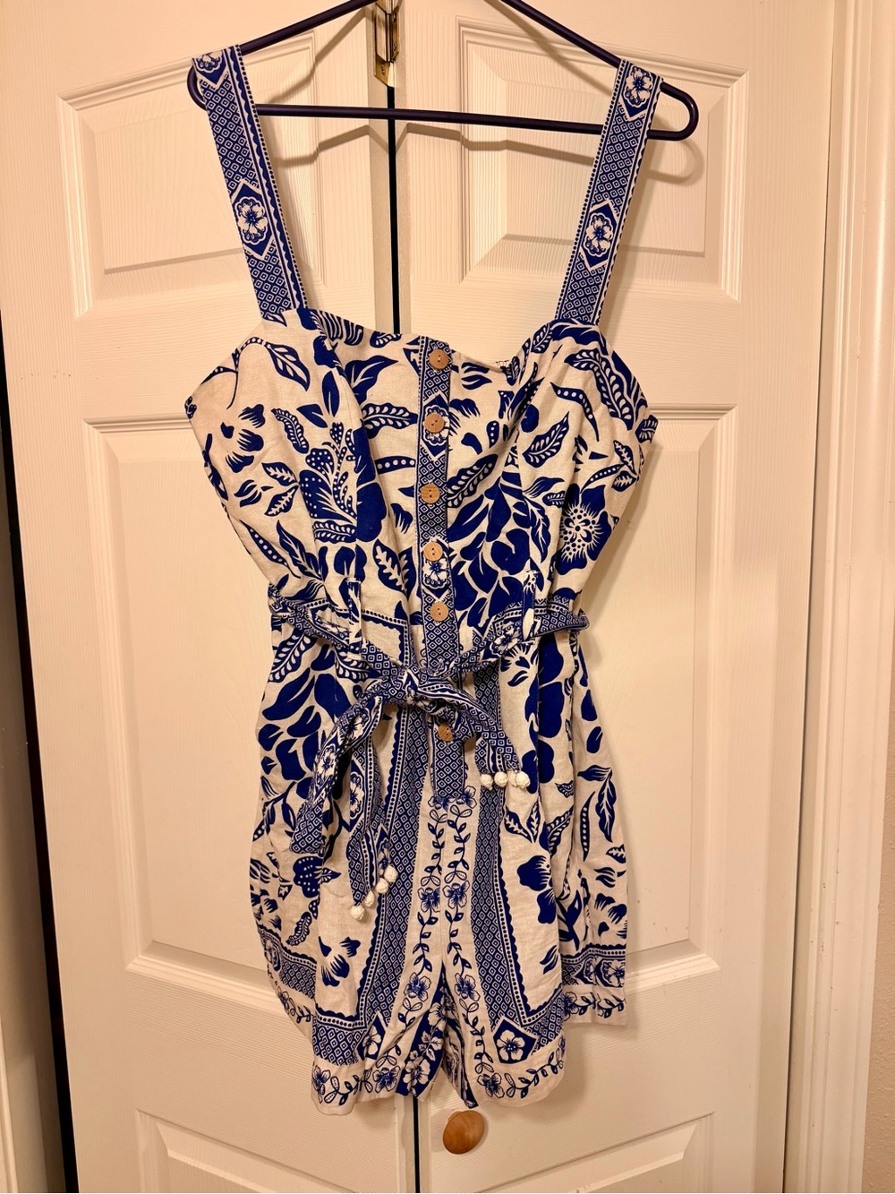 Rachel Zoe, womens Blue and White Floral One-Piece Romper